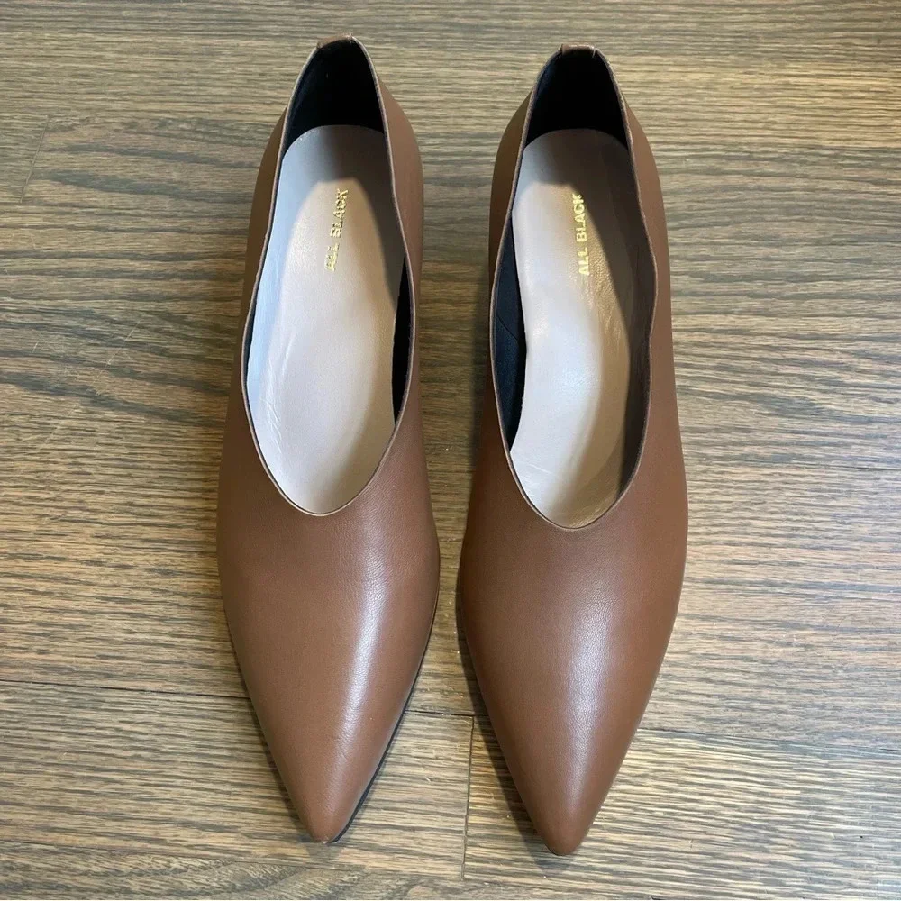 ALL BLACK Classic Leather Pumps Shoes Heels minimalist size EU 40